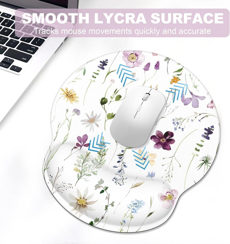 JIGOO Ergonomic Mouse Pad with Wrist Rest and Keyboard Wrist Rest, Mousepad and Wrist Rest for Computer Keyboard, Pain Relief, Non-Slip Rubber Base, Mouse Pad Wrist Support for Gaming, Flowers and Plants - Image 3